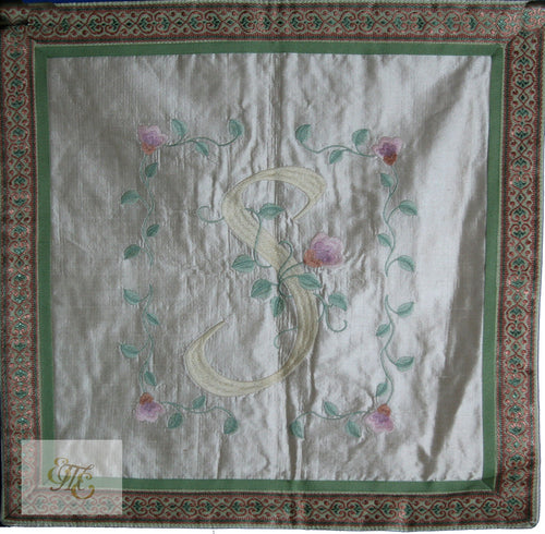 Pillow - Floral S Monogram