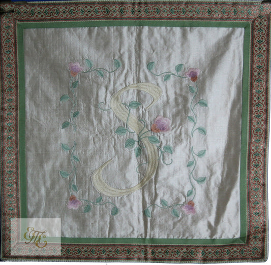 Pillow - Floral S Monogram