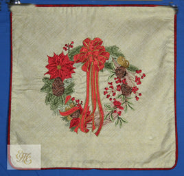 Pillow - Red Floral Wreath