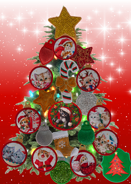 Magnetic Christmas Tree (Medium) Decorated - Kitten Lovers