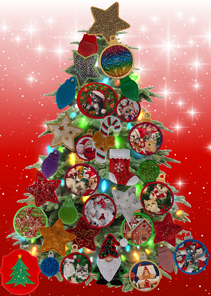 Large Magnetic Christmas Tree Decorated - Cat Lovers