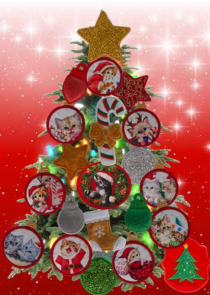 Magnetic Christmas Tree (Medium) Decorated - Kitten Lovers