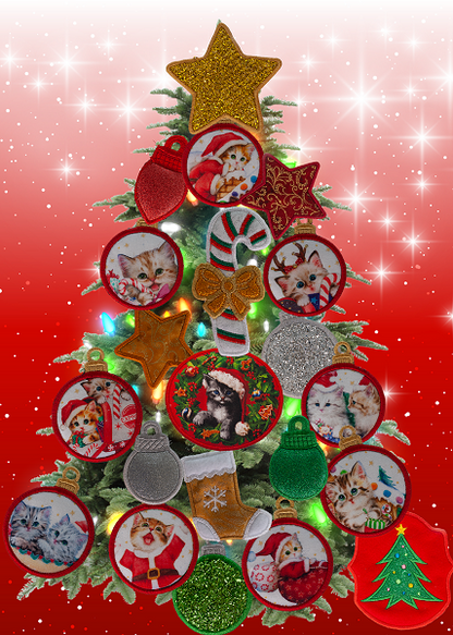Magnetic Christmas Tree (Medium) Decorated - Kitten Lovers