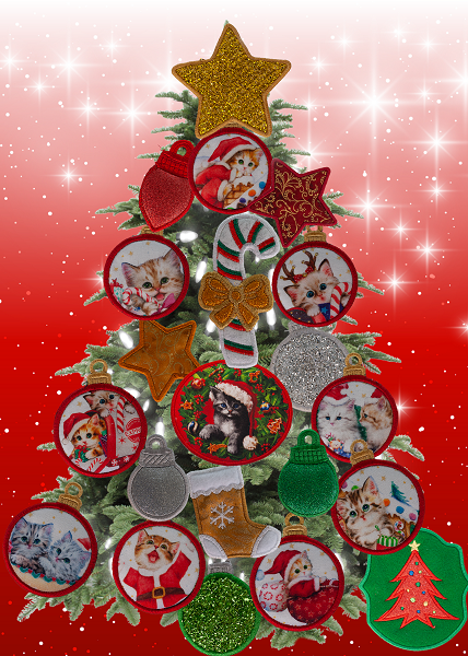 Magnetic Christmas Tree (Medium) Decorated - Kitten Lovers