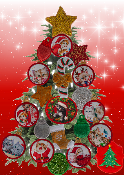 Magnetic Christmas Tree (Medium) Decorated - Kitten Lovers