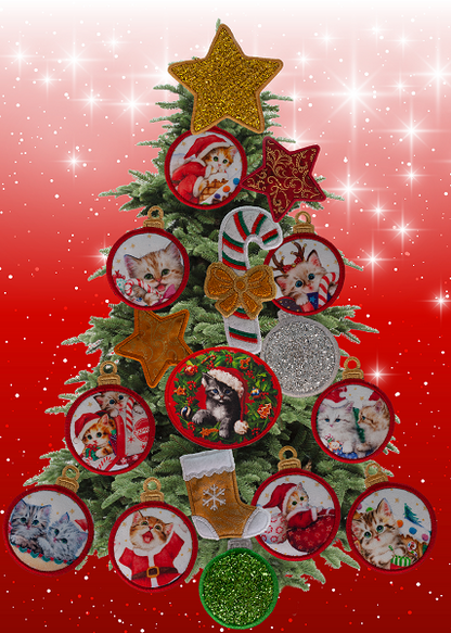 Magnetic Christmas Tree (Medium) Decorated - Kitten Lovers