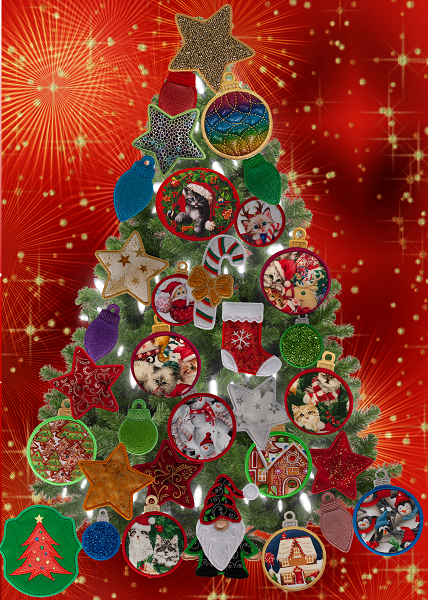 Large Magnetic Christmas Tree Decorated - Cat Lovers