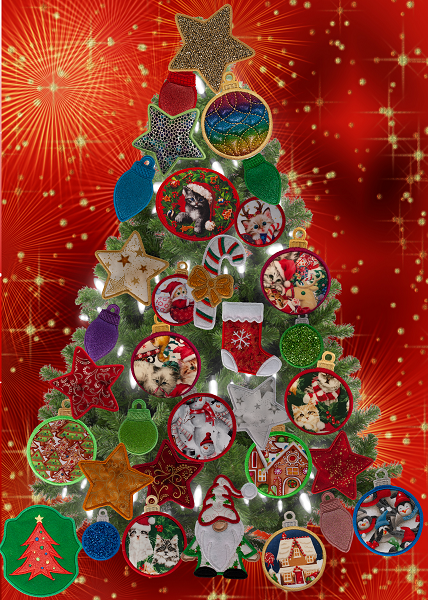Large Magnetic Christmas Tree Decorated - Cat Lovers
