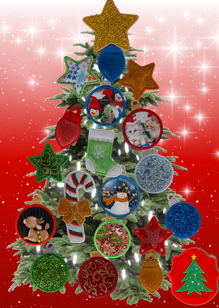 Magnetic Christmas Tree (Medium) Decorated - Gold, Green, Red, Blue