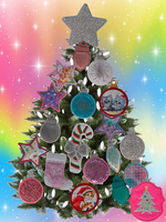 Magnetic Christmas Tree (Medium) Decorated - Pink, White, Teal Ornaments