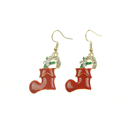 Earrings - Gold - Red Stocking