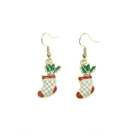 Earrings - Gold - White Stocking