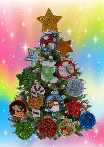 Magnetic Christmas Tree (Medium) Decorated - Gold, Green, Red, Blue