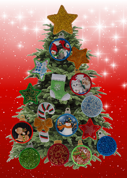Magnetic Christmas Tree (Medium) Decorated - Gold, Green, Red, Blue