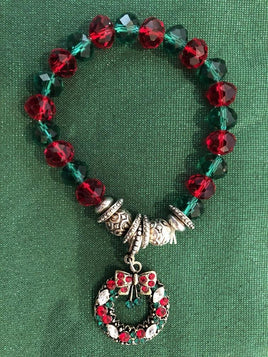 Bracelet - Red  Green Silver - Enamel Wreath
