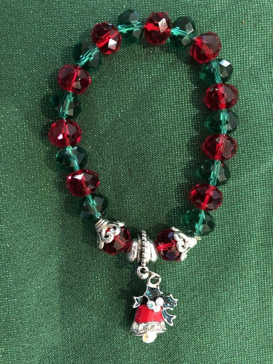 Bracelet - Red  Green Silver - Enamel Bell